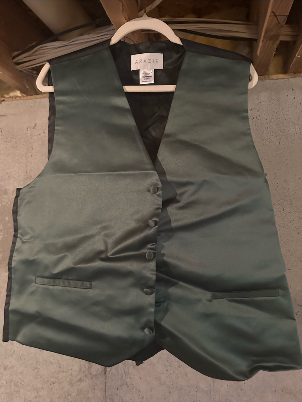Azazie Men's Forest Green Satin Vest